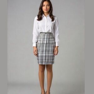 𝅺apt 9 Plaid Pencil Skirt Black and White Size 10